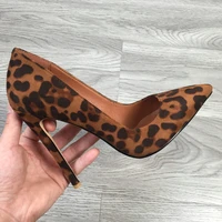 2020 sexy leopard print suede high heels 12cm pointed toe heeled shoes womens stilettos yellow brown super heels slip on shoes