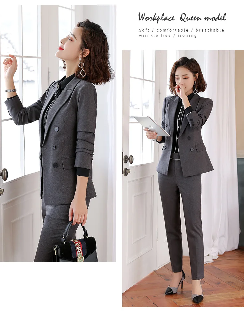 Костюм женский деловой из блейзера и брюк элегантный комплект 2 предметов