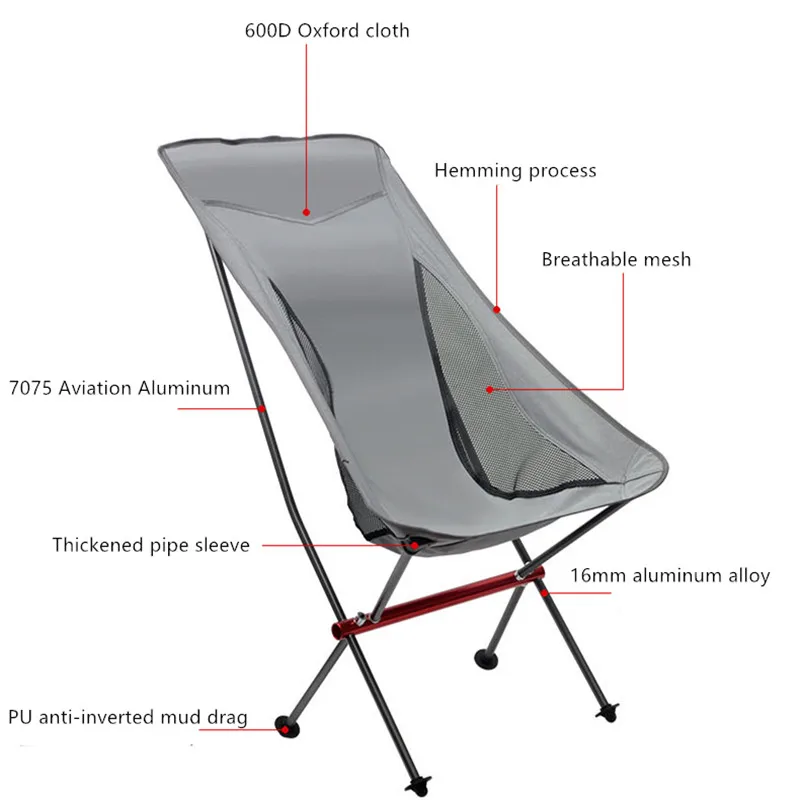 저렴한 초경량 접이식 캠핑 의자 낚시 바베큐 하이킹 의자 알루미늄 합금 휴대용 야외 해변, 피크닉 접이식 의자