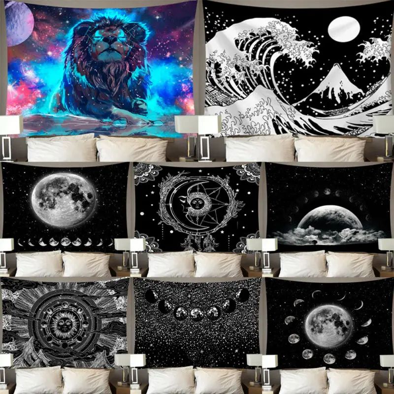 95x73 см Рисунок Звезды Луны гобелен настенное одеяло домашний декор Лев Луна