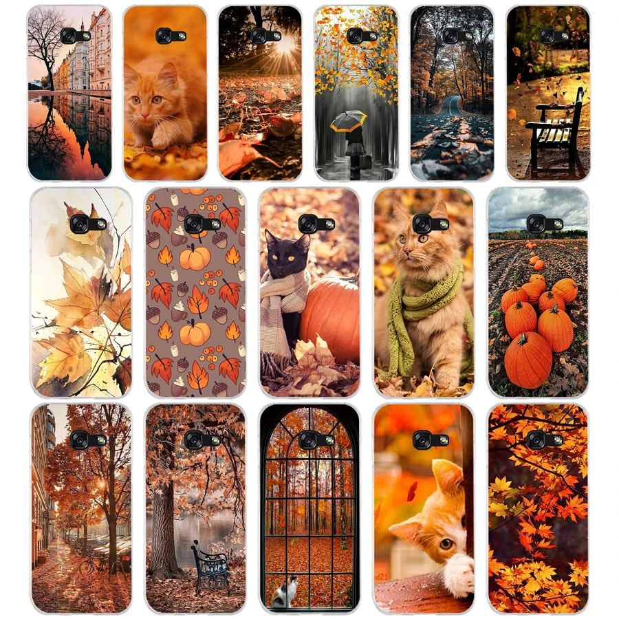 Чехол 353FG из мягкого силикона и ТПУ с осенними листьями для Samsung a3 2016 a5 2017 a6 plus a7 a8