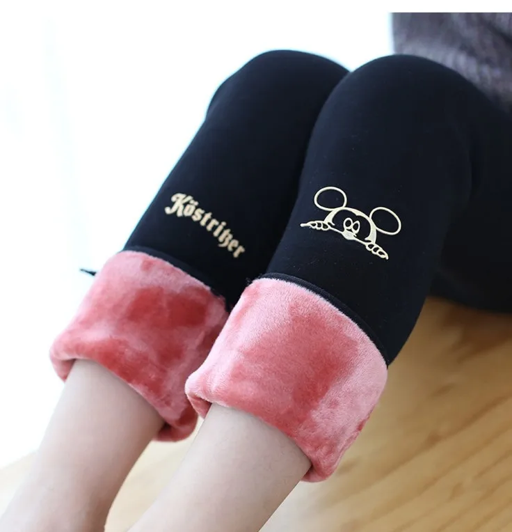 Двойные зимние леггинсы для девочек детские теплые штаны из плотного бархата wild