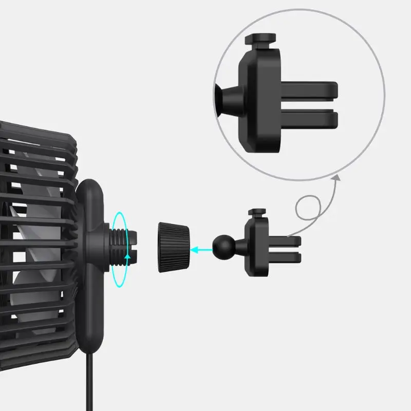 360 Degree Rotation 3-Speed Adjustable USB Fan for Car A/C Vent SUV Home Office | Компьютеры и офис