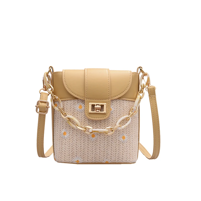 

Small Straw Bucket Bags for Women 2021 Summer Crossbody Bags Lady Travel Purses and Handbags Female Shoulder Messenger Bag