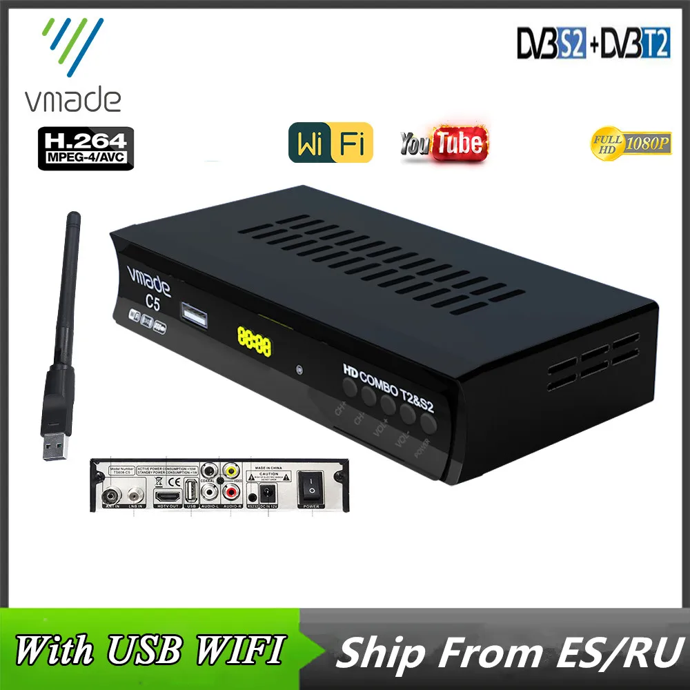 Caixa de tv Conjunto Digital Caixa Superior Receptor Satélite Combinado Dvb t2 s2 Suporte Youtube Usb Wifi Europa t H.264 Decodificador Dvb-t2 Dvb-s2