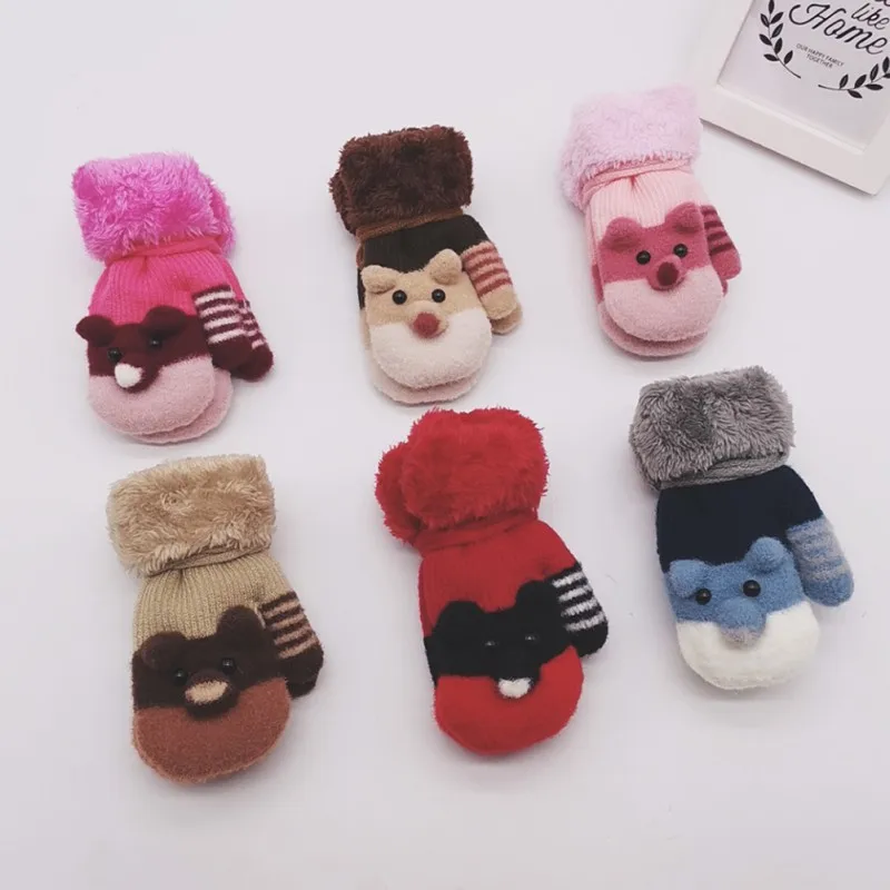 Утепленные перчатки для малышей От 4 до 7 лет девочек и мальчиков зимние теплые