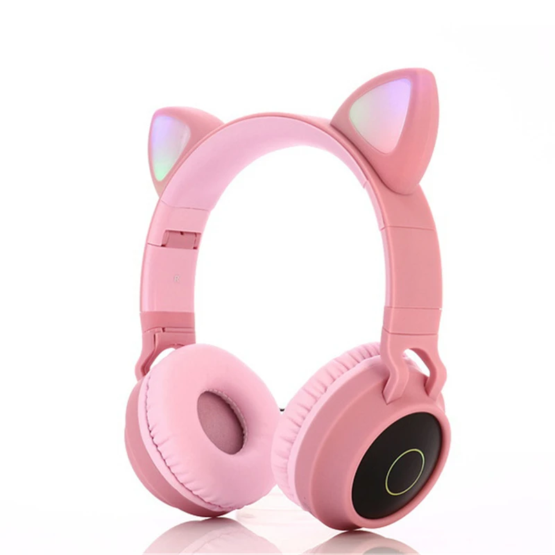 Мигающие светящиеся наушники с кошачьими ушками яркие милые беспроводные со