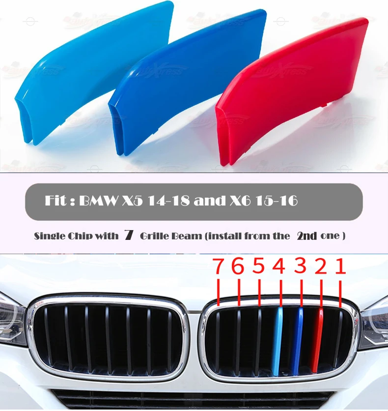 Фото Подходит для 14-18 BMW X5 F15/LCI отделка M-SPORT дизайн 3-Цвет Почек Зажим для решетки полоса вкладыш с 7-рейки №2