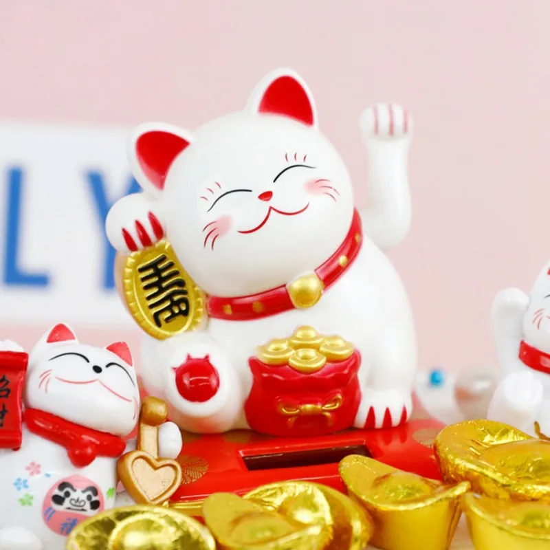 Maneki Neko Бытовая на солнечных батареях развевающаяся рука Фортуна кошка манит