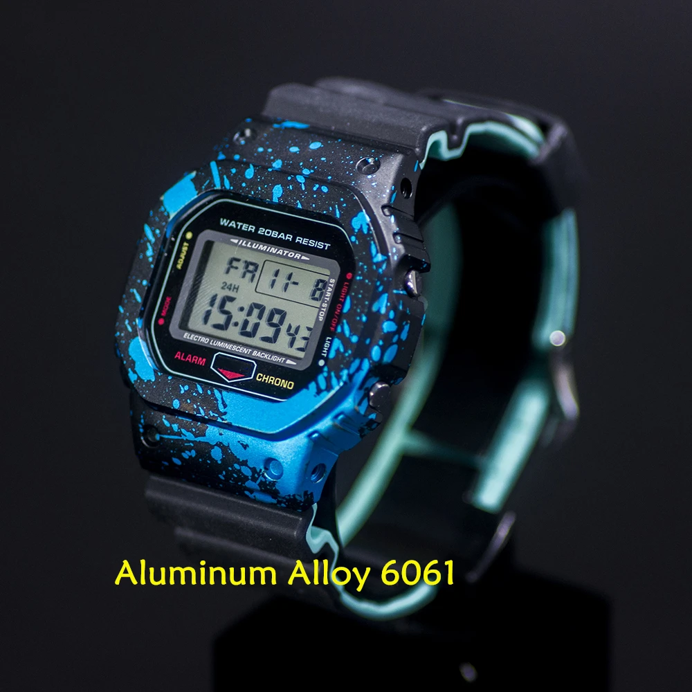 DW5600 5610 супер светильник часы граффити рамка алюминиевый сплав 6061 всплеск анодированный