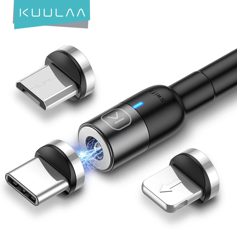 

KUULAA Fast Charging Cable USB Charger Cord Micro Type C Magnetic Charge Cable For iPhone Xiaomi Mobile Phone Magnet USBC Wire