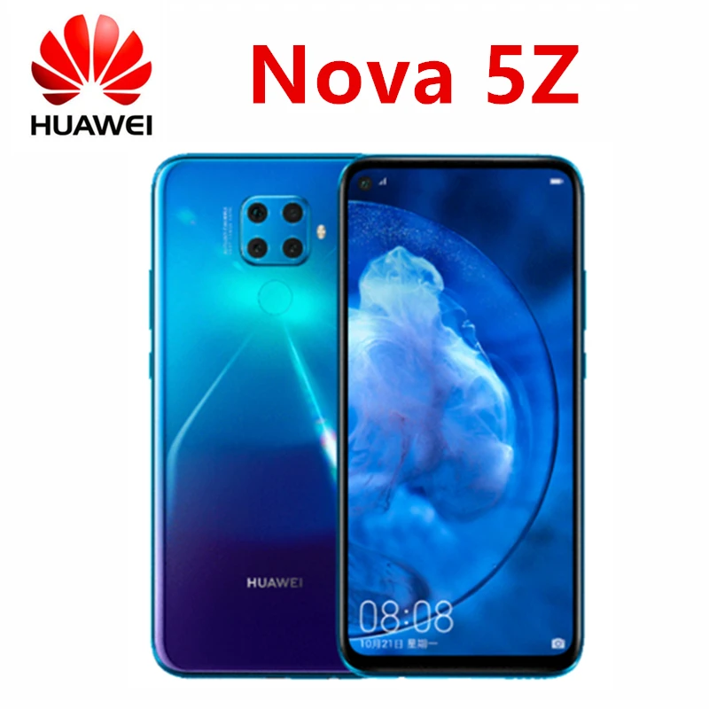 Оригинальный HUAWEI nova 5z сотовый телефон 4000 мАч kirin 810 сзади 48 0 МП AI 4 выстрел спереди