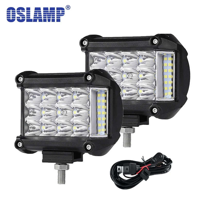 Oslamp 4 дюйма 57 Вт боковой светящийся светодиодный рабочий светильник для вождения автомобиля внедорожный светильник бар комбо для 4x4 грузовиков внедорожных транспортных средств Led Bar