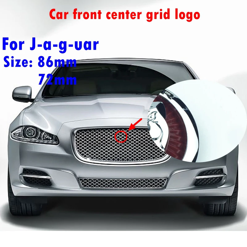 

86mm or 72mm ABS Car Front Center Grid Leopard Head LOGO Sticker Car Exterior Decoration Sticker Suitable for Jaguar XJ XJL XF