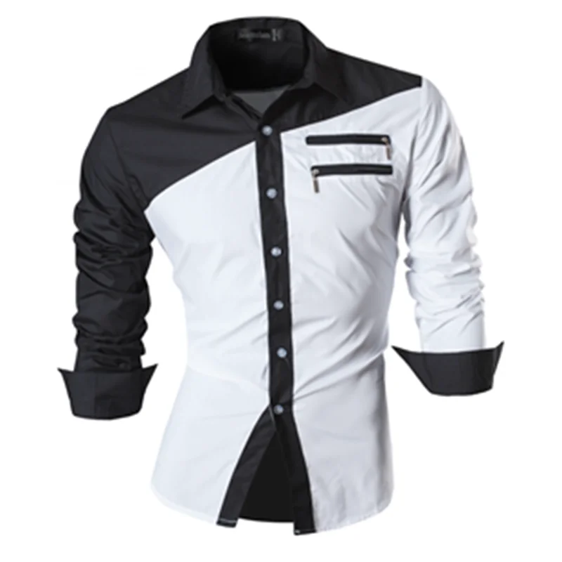 

Jeansian Men's Casual Dress Shirts Fashion Desinger Stylish Long Sleeve Slim Fit Z015 Black2
