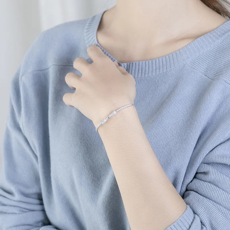 

High quality real s925 fine bracelets fashion jewelry bowknot charm bracelet brace lace fashion accessories jewel gifts