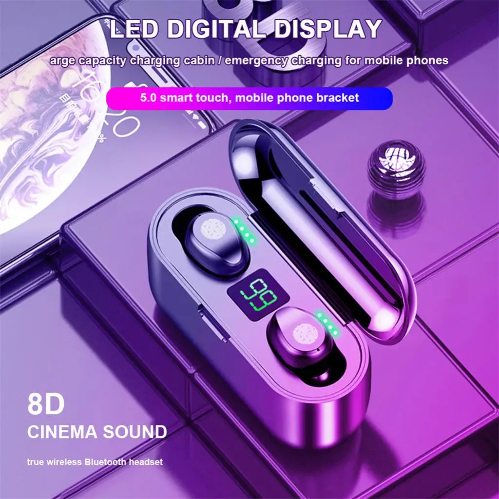 Беспроводные наушники F9 гарнитура TWS с Bluetooth 5 0 Hi-Fi мини-наушники-вкладыши для