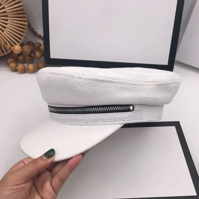 Весенняя и летняя индивидуальная хлопковая льняная темно синяя шляпа на молнии