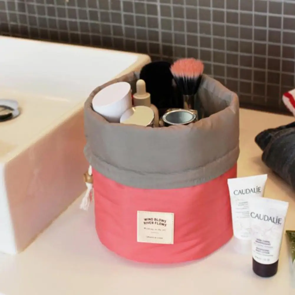 

Barrel Travel Cosmetic Bag Nylon Wash Bag Dressing Box Large Capacity Toiletry Bag