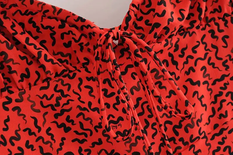 Женское винтажное платье Bazaleas черное облегающее красного цвета с волнистым