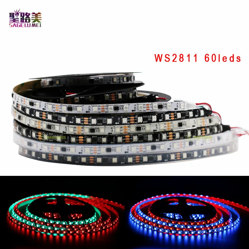 Пиксельная Светодиодная лента WS2811 12 В постоянного тока 30/48/60 светодиодов 5050 RGB