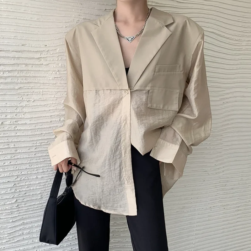 

Женский блейзер с длинным рукавом, белый минималистичный Блейзер свободного покроя, Воздухопроницаемый блейзер для защиты от солнца, 2021