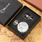 Серебряный кулон разных тонов из аниме Эдварда Элрика, кварцевые карманные часы, подарок, Изысканные часы, подарочный набор для мужчин, высококачественные подарочные наборы