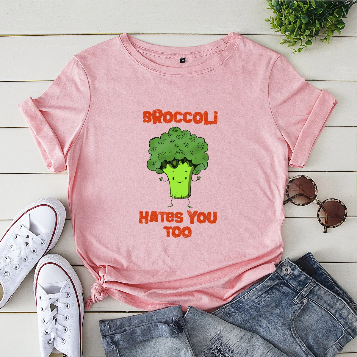 

New Broccoli Print T Shirt Women Cotton O Neck Short Sleeve Summer T-Shirt Tops T Shirts Funny T Shirts Female
