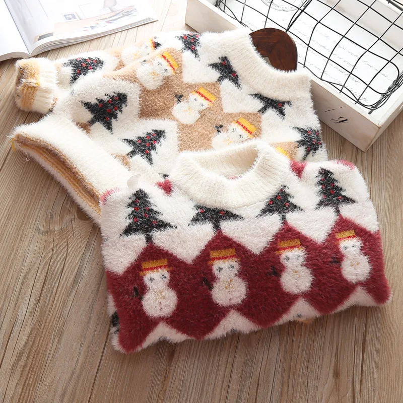 Детский вязаный свитер верхняя одежда для девочек зимняя меховая куртка детей