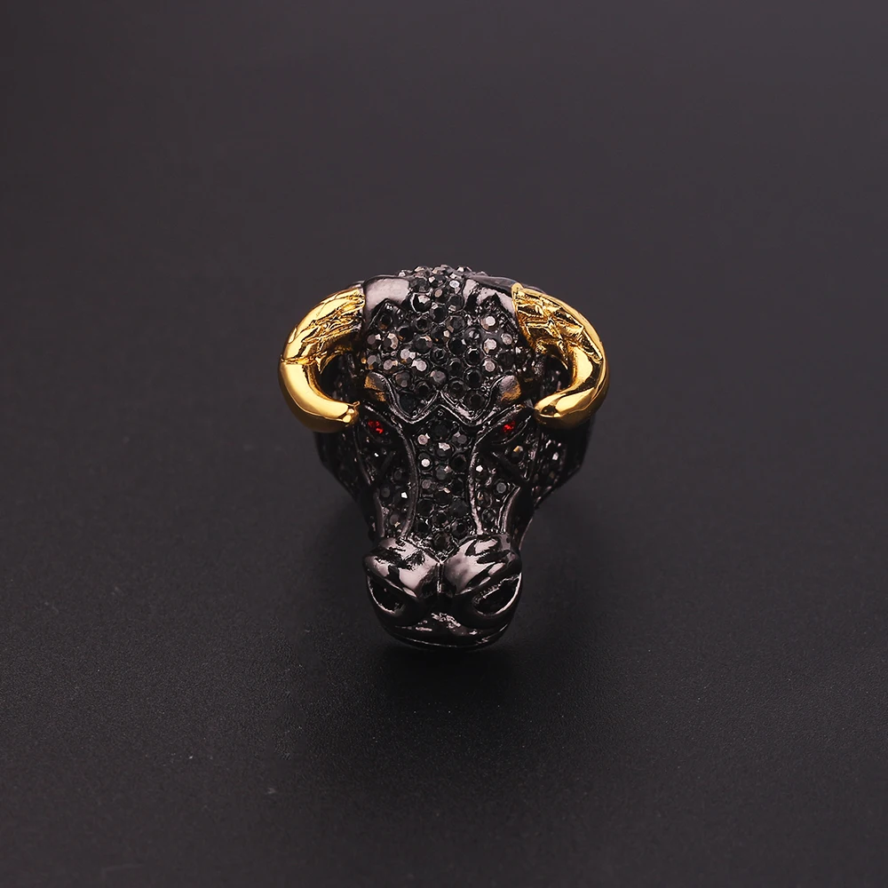 Европейская и американская мода голова быка металлическое кольцо властителя