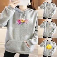 female sweatshirt hoodie harajuku 2021year blousekpop color cute print hooded sweatshirts pullover clothing sets