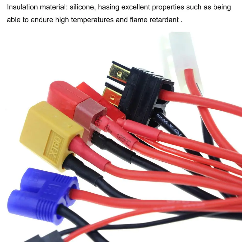 8 in 1 RC Lipo Battery Charger Adapter Connector Splitter Cable Convert Wire for TRX Tamiya EC3 JST Futaba XT60 T- Dean |