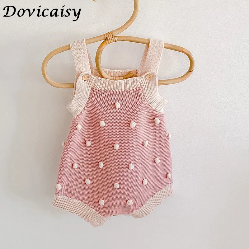 Осенне зимний детский вязаный комбинезон ручной работы с помпонами Одежда для