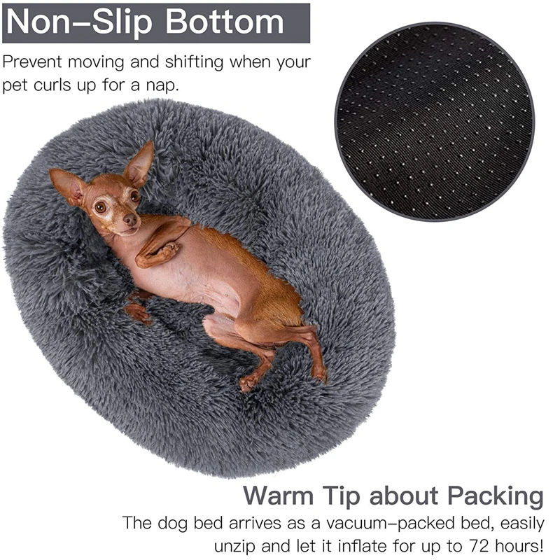 

Dogs Bed House Long Plush Dog Bed Cushion Large Pet Round Cushion Cat Bed Pet Kennel Super Soft Fluffy Comfortable for Dog House