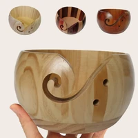 woolen yarn wooden bowl textile yarn round storage bowl handmade wooden yarn bowl storage box sewing supplies