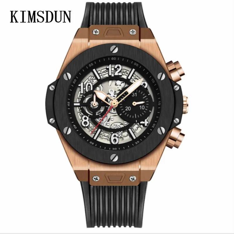 Relogio Masculino KIMSDUN мужские s часы лучший бренд класса люкс автоматические механические мужские часы с изображением скелета полые водонепроницаемые спортивные часы