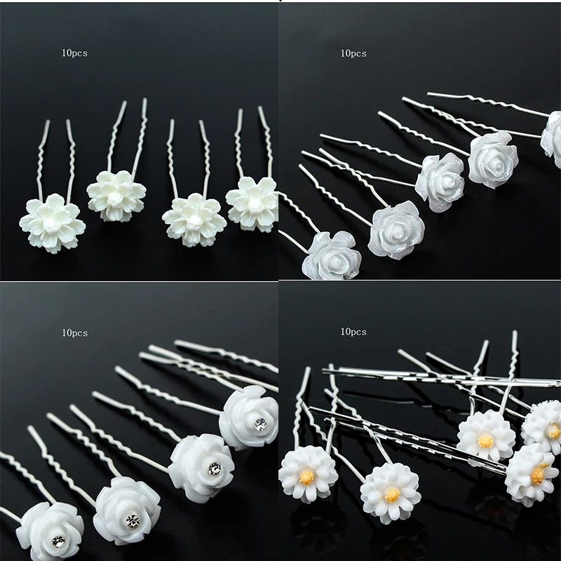 

Заколки для волос с жемчужинами и кристаллами, 10 шт.