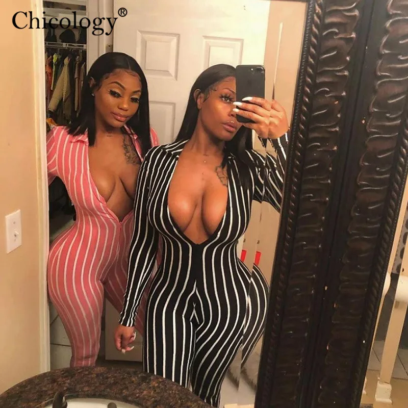 Chicology Застежка молния полоску Полосатое v образным вырезом длинным рукавом