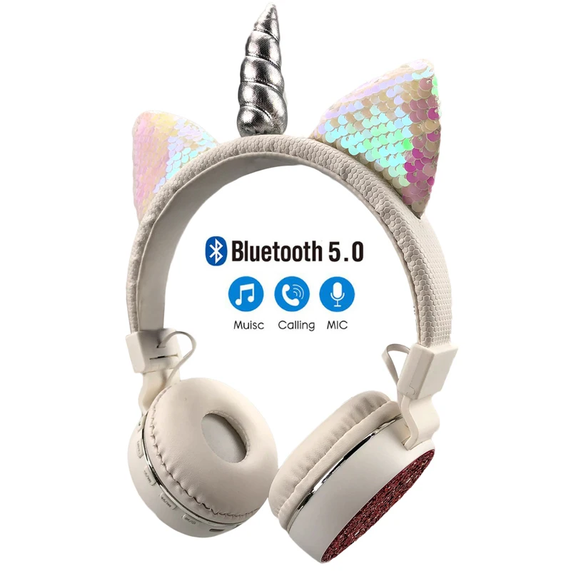 2020 детские наушники единороги беспроводные стерео музыкальные с микрофоном для