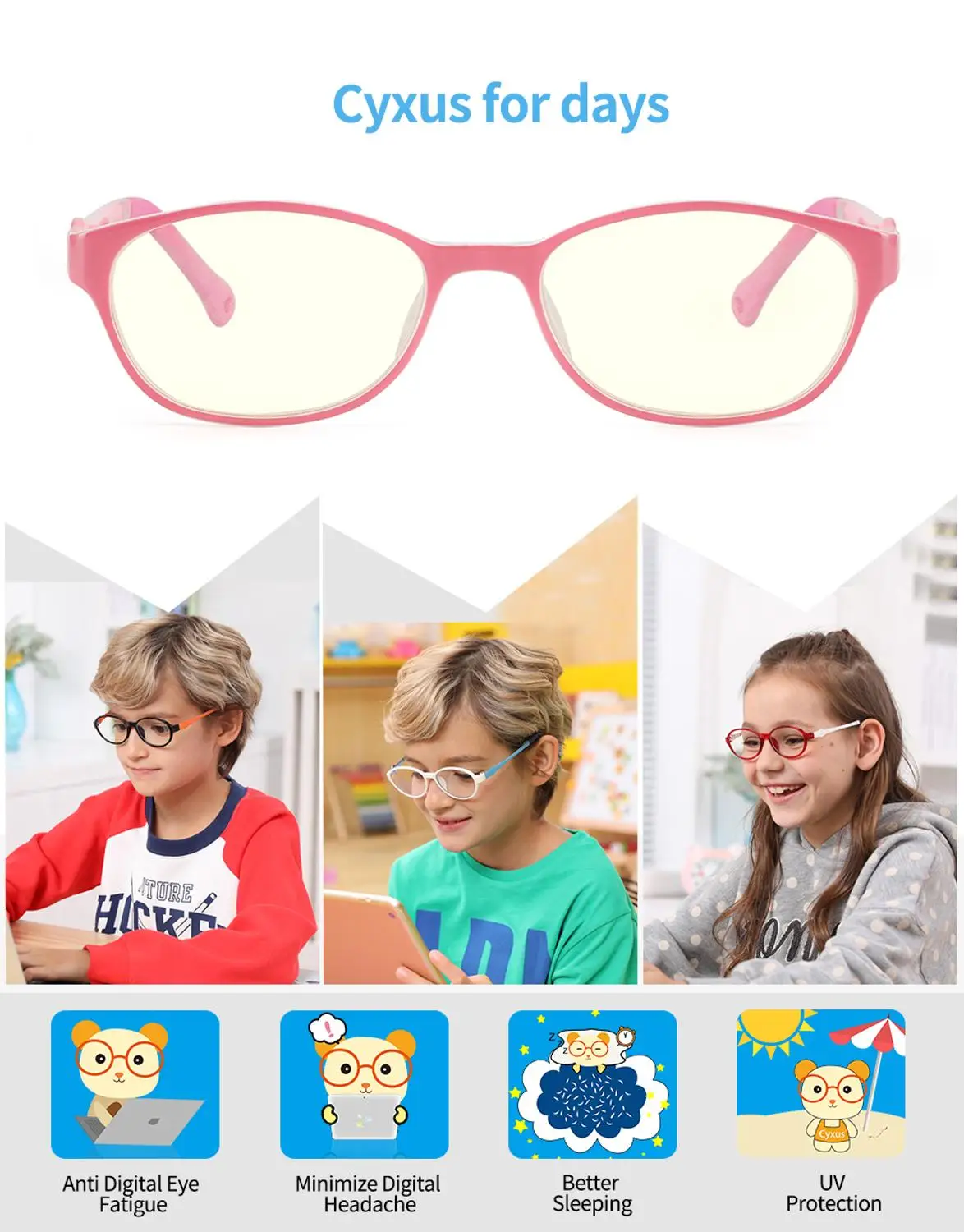 Детские компьютерные очки Cyxus с блокировкой светильник Прямоугольная оправа для