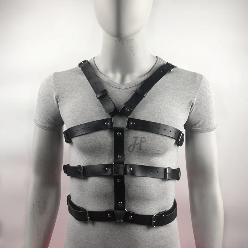 

Sexy Bondage Restraints Leather Harness Men BDSM Sissy Lingerie Chest Belt Strap Male Crossdress Gay Clothing Punk Rave Clubwear