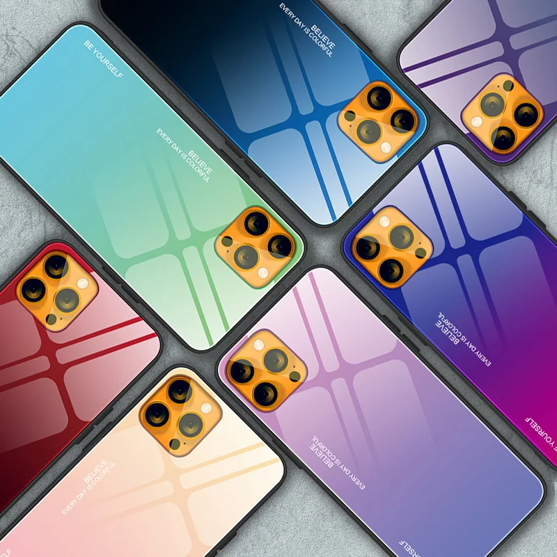 Градиентный стеклянный чехол для iPhone 13 12 Pro Max Mini роскошный гибридный Чехол из