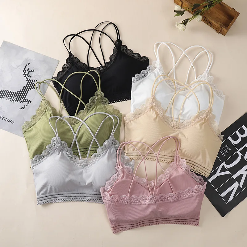 

Back Underwear Women's Wireless Lace Push-Up Sports Girls Wrapped Chest Vest Bottoming Bra