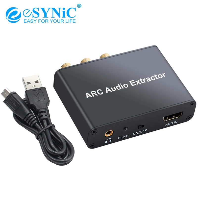 ESYNiC HDMI аудио экстрактор цифровой ЦА преобразователь в аналоговый конвертер Whit 3 5