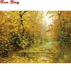 Алмазная вышивка Золотого Леса, алмазная картина, полностью квадратные круглые стразы, картины, вышивка крестом, мозаика, природный пейзаж