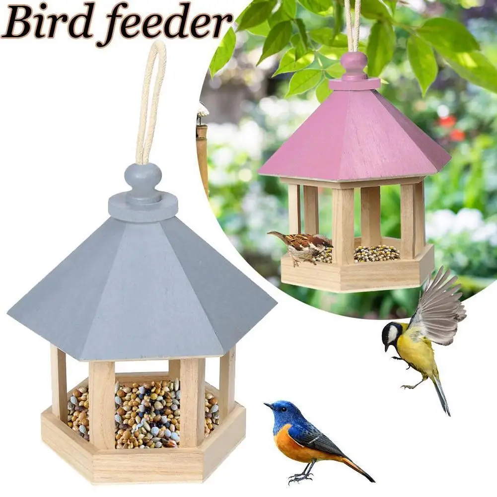 

Yard Garden Window Hanging Ornaments Bird Feeder Wooden Birdhouse Parrot Cage Hanging Birdhouse for Garden Yard Outdoor Decor