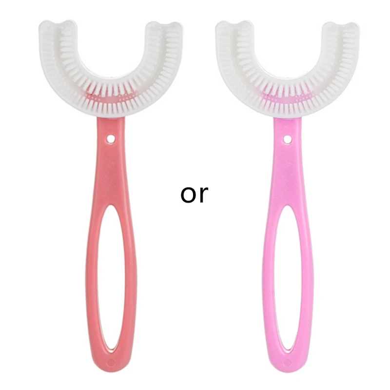Cepillo de dientes en forma de U para ni&ntilde;os, cepillo de dientes Manual de silicona para cuidado de limpieza Oral-0