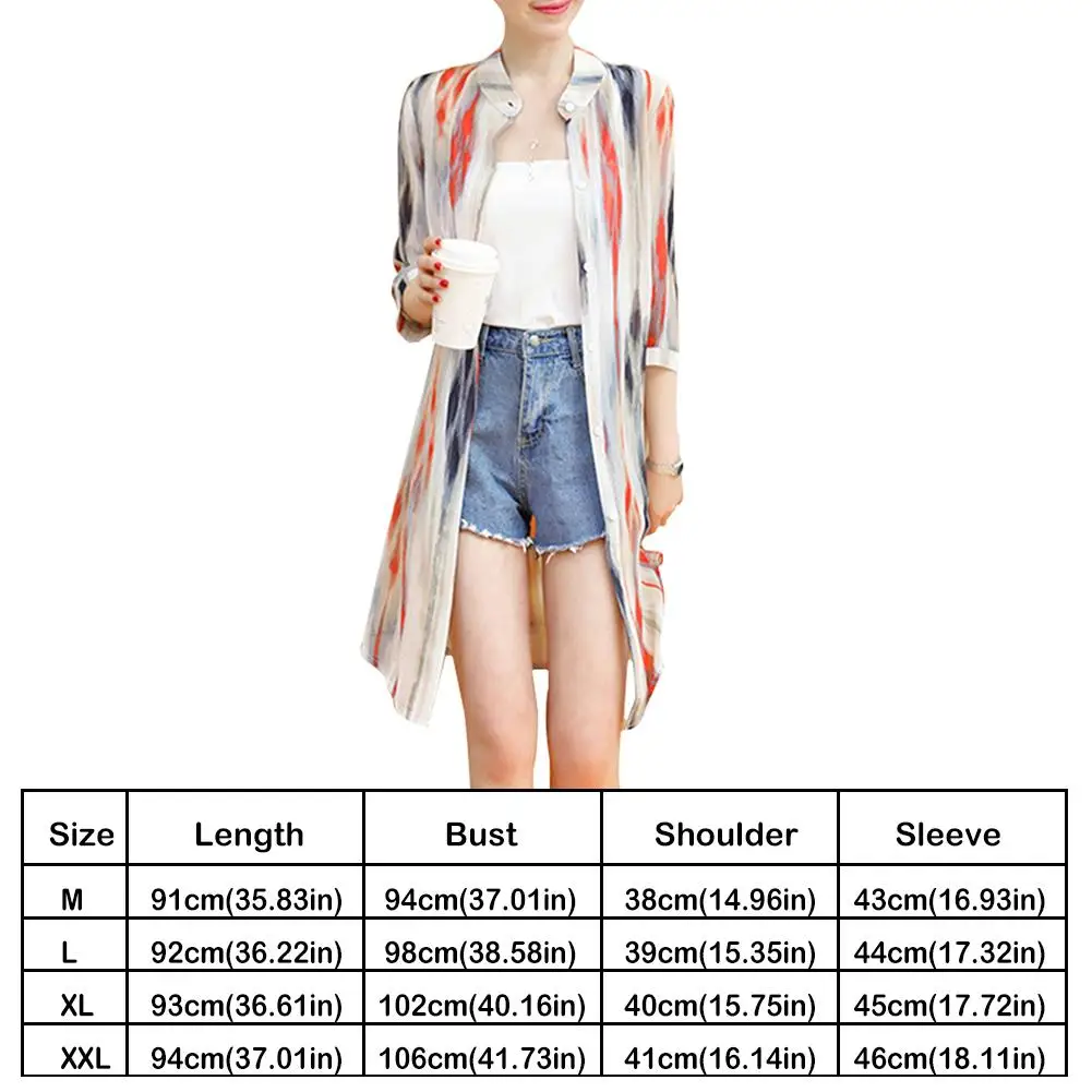 

Women Chiffon Blouses Female Floral Printing Half Sleeve Thin Splicing Shirts Summer Cover Up Loose Cardigan Long Tops