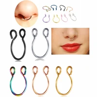 1pcs u shaped stainless steel fake nose ring hoop septum rings nose piercing fake piercing oreja pircing jewelry non pierced
