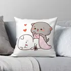 Квадратная наволочка персик и Гома с котом мочи из полиэстера и льна, бархатная креативная Декоративная Наволочка на молнии для дивана